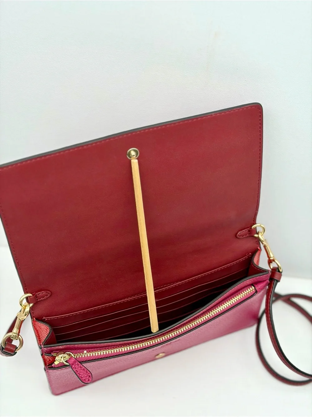 Coach Pebbled Leather Embossed Crossbody - Rose Pink